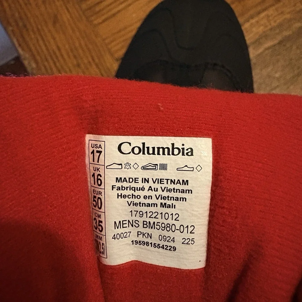 Columbia Bugaboot III Mens Size 17 Black Red Waterproof 200g Winter Snow Boots